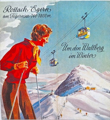 Historisches Plakat wirbt für die Wallbergbahn im Winter